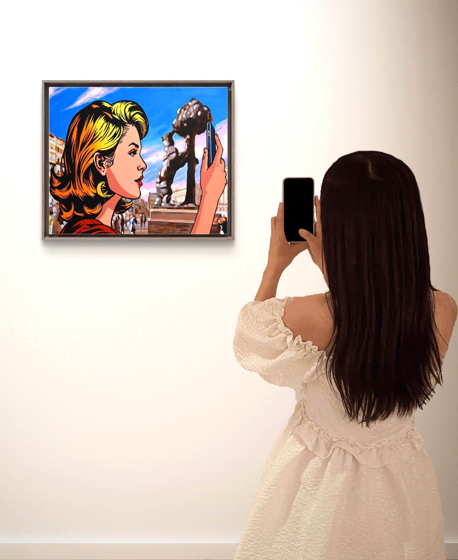 Cuadro arte figurativo original "Selfie Madroño" de Trujillo. 
